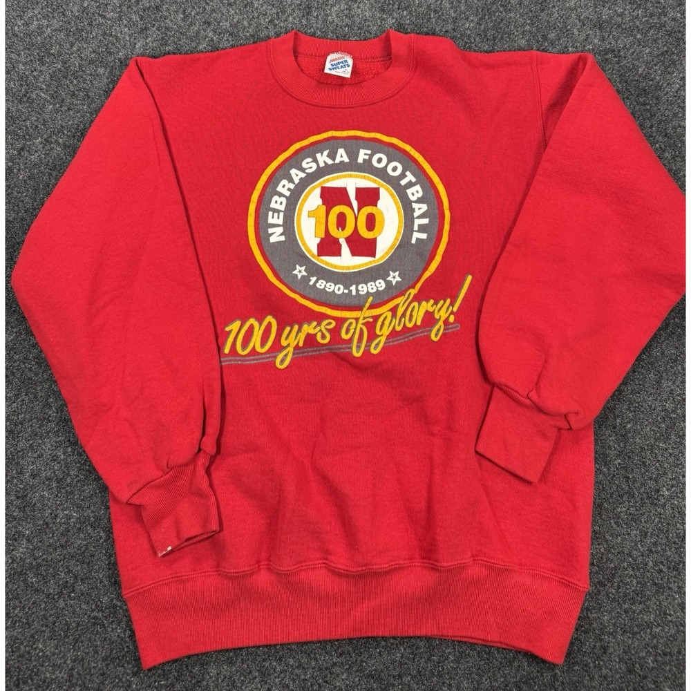 VTG 1989 Nebraska Football 100 Years Of Glory Crewneck Sweatshirt USA M - Picture 2 of 9